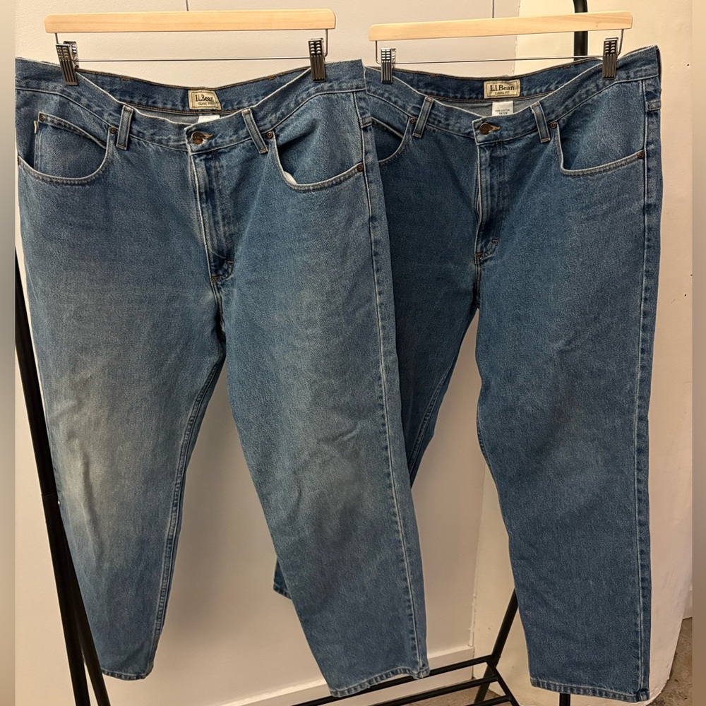 L.L. Bean Men’s Denim Jeans Dad Classic Fit Bundle Of 2 Light/Mid Wash 38/29
